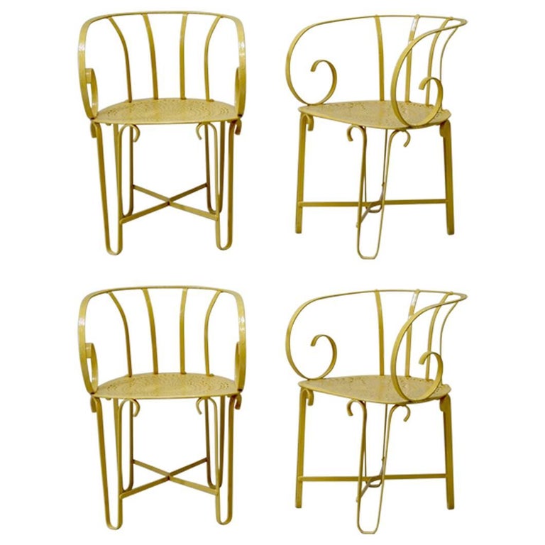 Four French Wrought Iron Garden Chairs Circa 1910 For At 1stdibs Four French Wrought Iron Garden Chairs Circa 1910 For