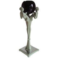Rare and Beautiful American Art Deco Three Graces Smoker's Stand by Frankart