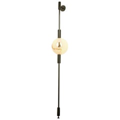 Lean Light, Milky Glass with Silver Leaf and Black Chrome, Wall / Floor Light