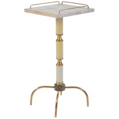 1950s Swedish Brass White Marble Side Table