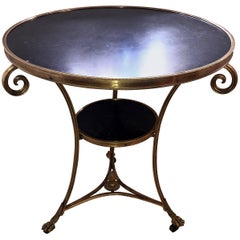 Wonderful Neoclassical Bronze Ormolu Gilt Black Marble Louis XVI Gueridon Table
