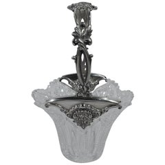 Antique Tiffany Edwardian Sterling Silver and Brilliant-Cut Glass Basket