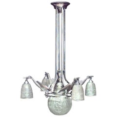 French Art Deco Chrome Chandelier