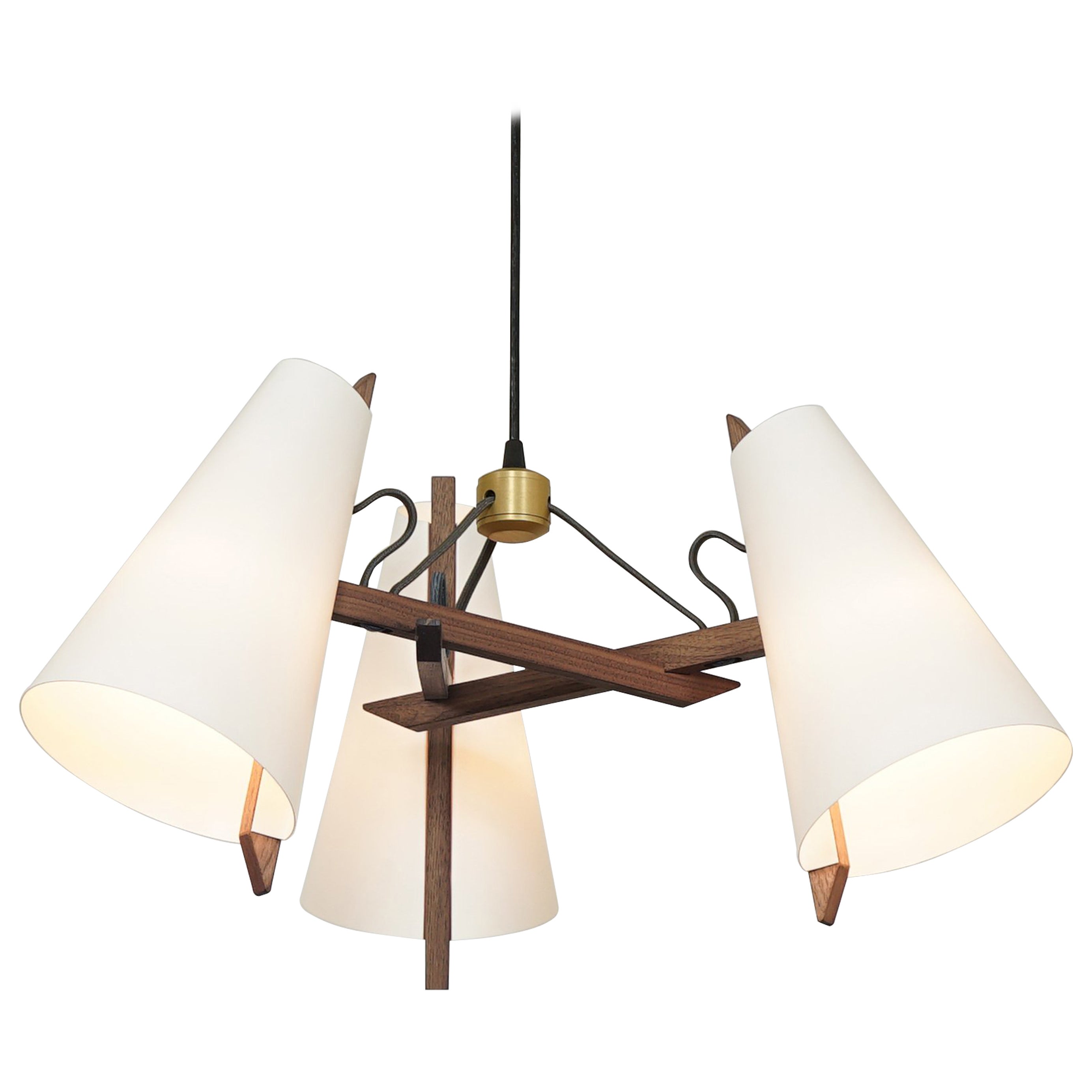 Long Hood Chandelier in White Oak by Brendan Ravenhill For Sale at 1stDibs