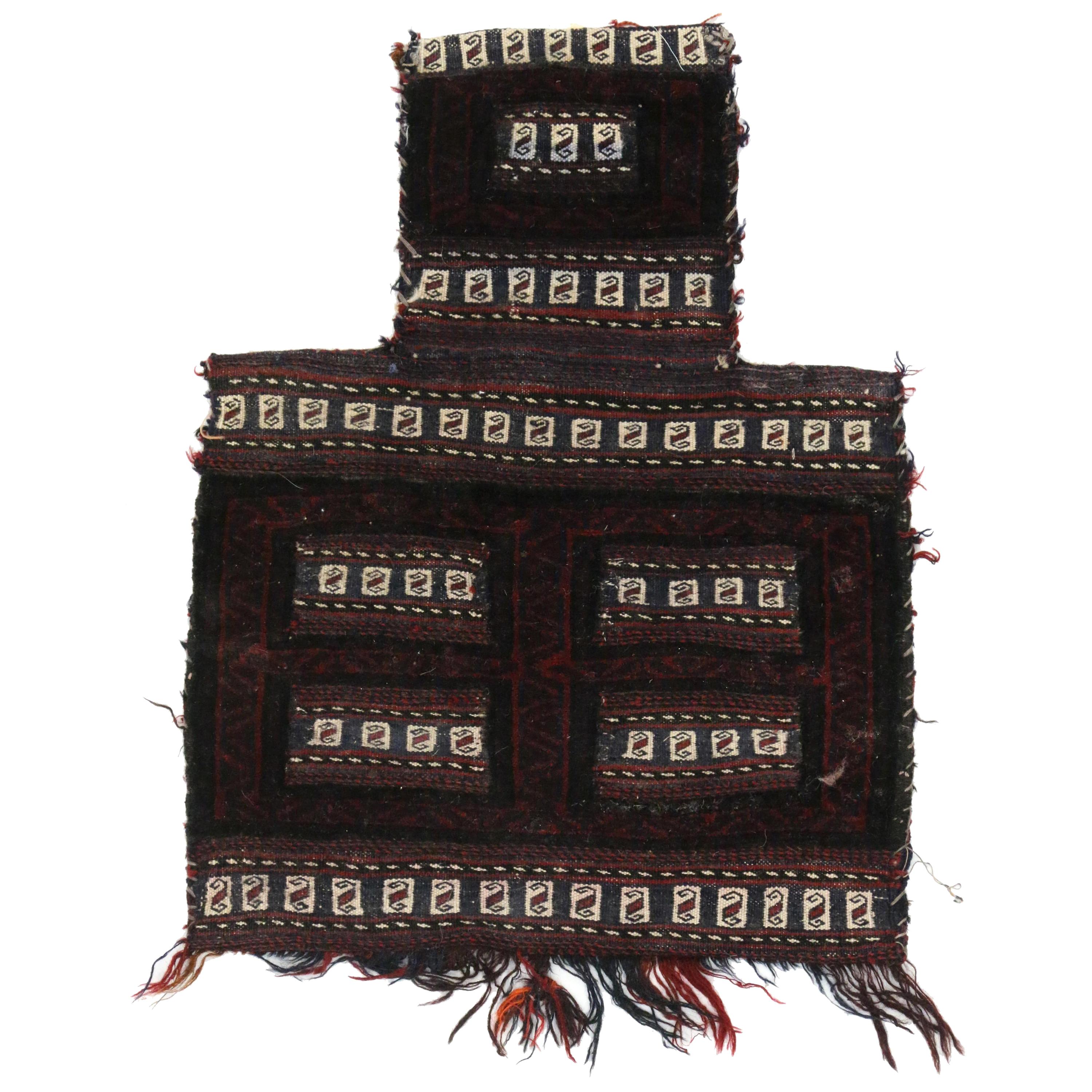 Sac à sel Balouch afghan ancien, tenture murale, tapisserie afghane, textile tribal