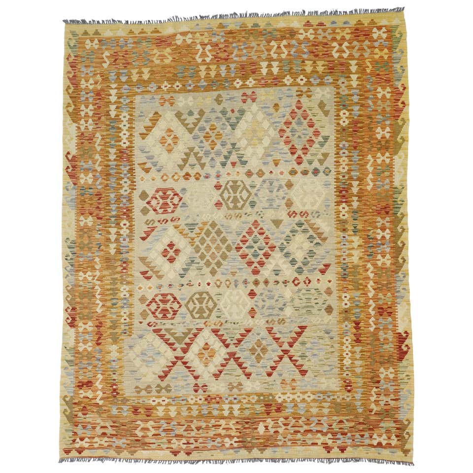 Vintage Afghan Ghalmouri Maimana Kilim Rug with Pacific Northwest ...
