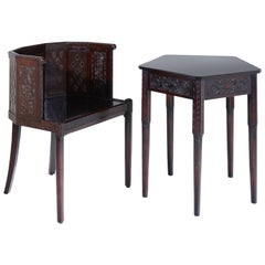 Chair and Table Attributed to Ettore Zaccari, Italy, Early 20th Century