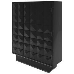 Diamond Pattern Black Lacquer Cabinet