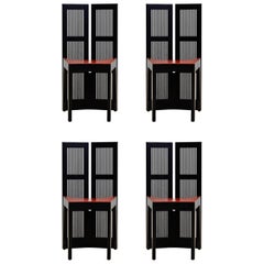 Set of Four Italian Chairs in Black Wood and Leather by Andrea Branzi