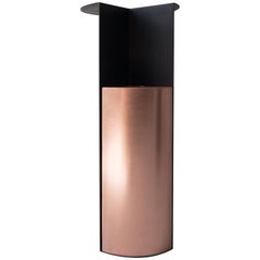Umbrella Stand One with Shelf in Blackened Steel and Copper