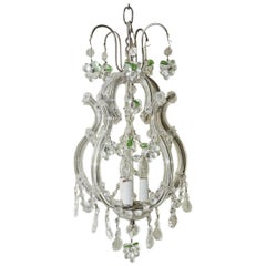 Small Vintage Crystal and Grape Cluster Motif Chandelier