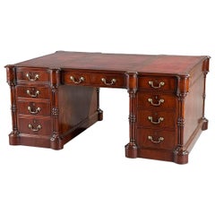 Early 19th Century George III Mahogany Pedestal Partners Desk