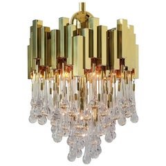 Lumica Barcelona Brass Teardrop Chandelier , 1970s , Spain