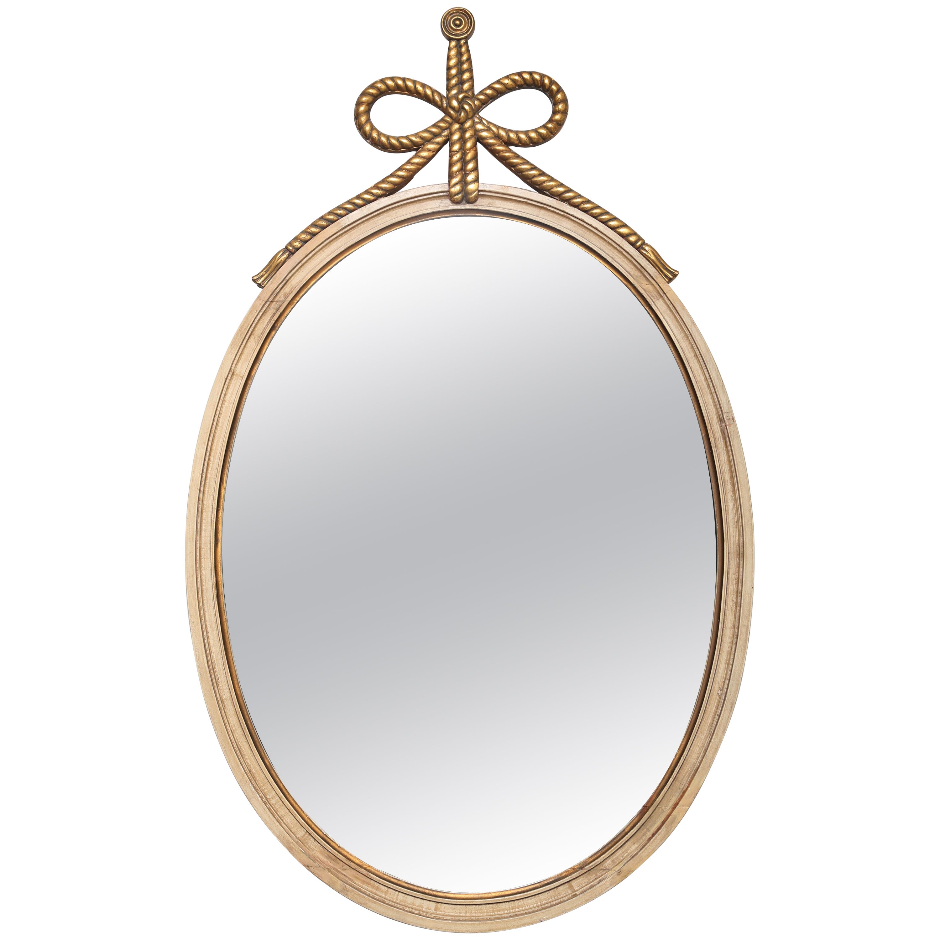 Oval Light and Dark Gilded Wall Mirror For Sale at 1stDibs