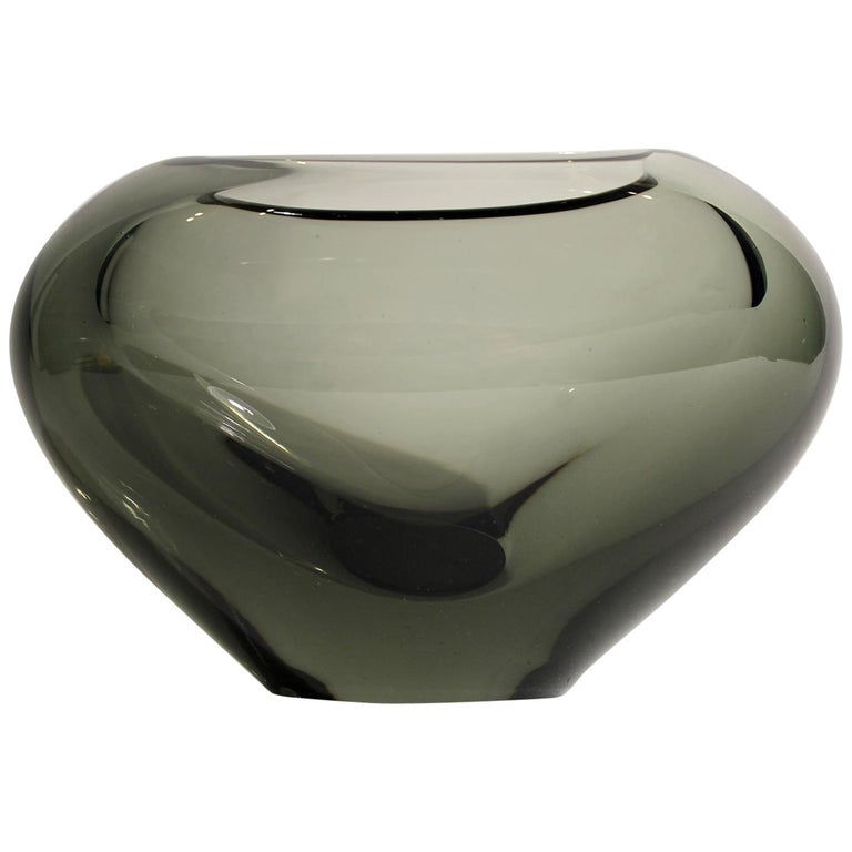 Holmegaard Per Lutken Large Heart Shaped Smoky Gray Minuet Art