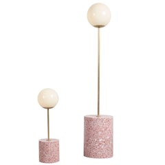 Moon Pole Lamp / Cement and Marble Terrazzo with No Brass Inlays