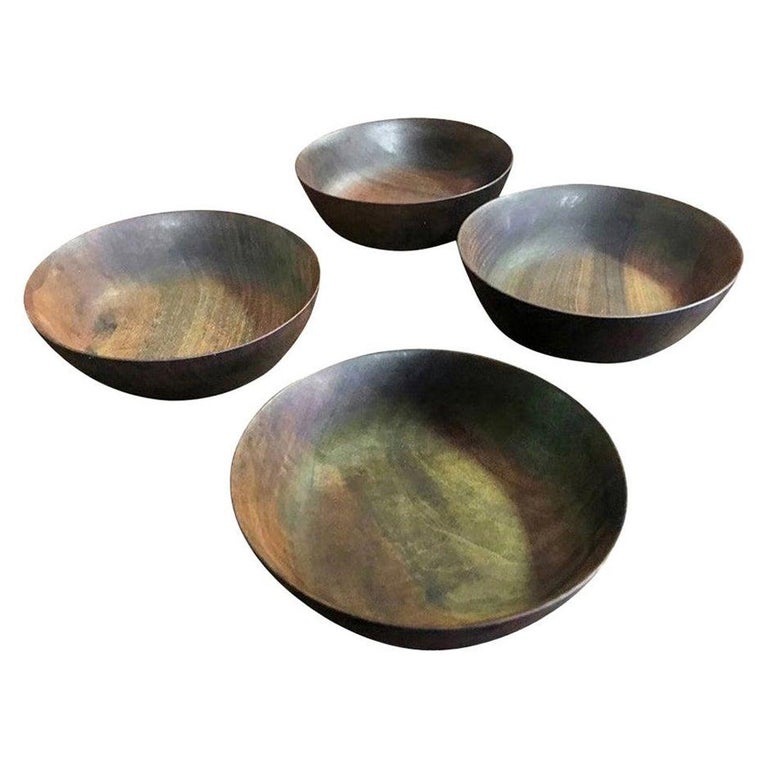Bob Stocksdale Signed Set of Four Mid-Century Modern Wood Turned Bowls For Sale