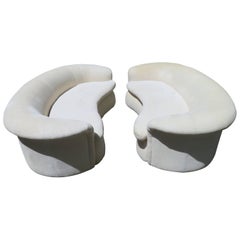 Lovely Pair of Vladimir Kagan Style Kidney Shaped Curved Sofa Mid-Century Modern