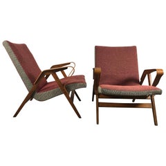 Classic Pair of Mid-Century Modern Bentwood Lounge Chairs after Carlo Mollino