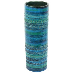 Extra Large Aldo Londi for Bitossi Rimini Blue Glazed Ceramic Vase, Italy, 1960s