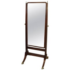 English Edwardian Mahogany Cheval Mirror