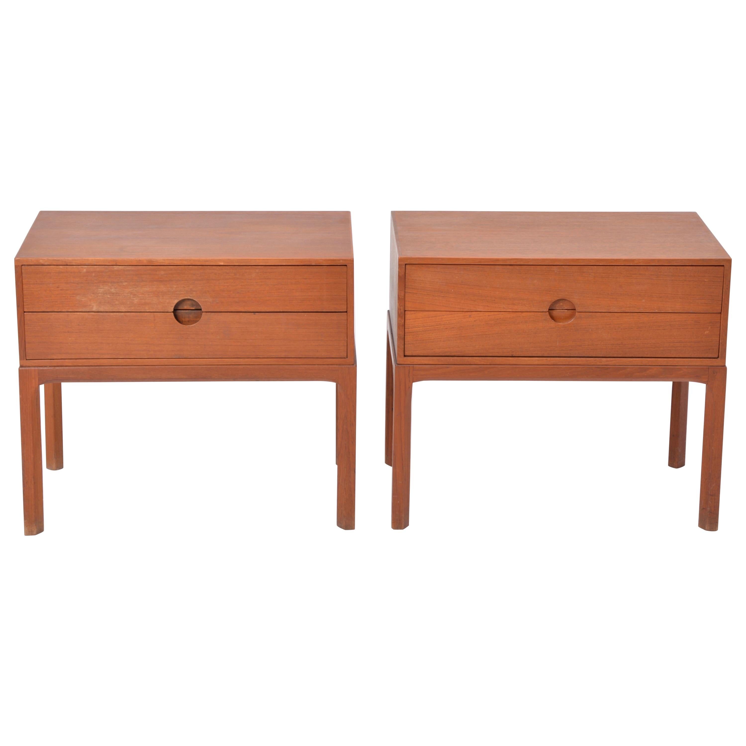 Teak Nightstands by Kai Kristiansen for Aksel Kjersgaard Odder, 1955, Set of Two