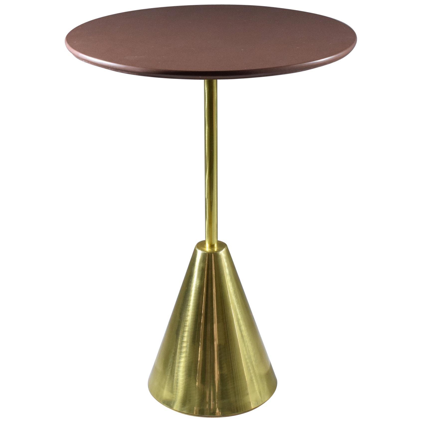 Stone-R Contemporary Handcrafted Brass Side Table, Flow Collection