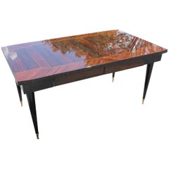 Monumental French Art Deco Exotic Macassar Ebony Desk, circa 1940s