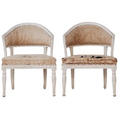 Pair of Gustavian Barrel Back Armchairs