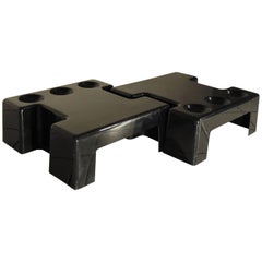 1972 Black Stacking Coffee Table Thermoformed Plastic, Studio DA, Sormani Italy