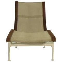 Richard Schultz 1966 White Mesh Brown Strap Contour Chaise Knoll International