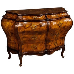 Venetian Dresser in Walnut and Burl Walnut in Louis XV Style from 20th Century