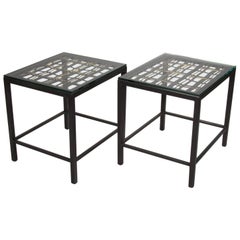 Pair of Custom End Tables Made with Decorative French Grill