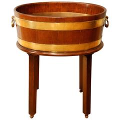 18th Century Oval Mahogany Brass Bound Wine Cooler/Planter