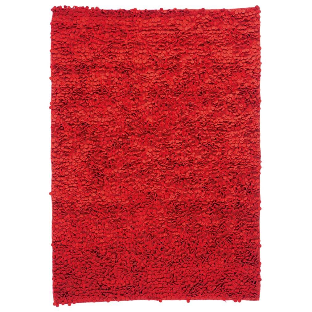 Roses Red Hand-Loomed Wool Dyed Felt Rug by Nani Marquina in Stock, Small