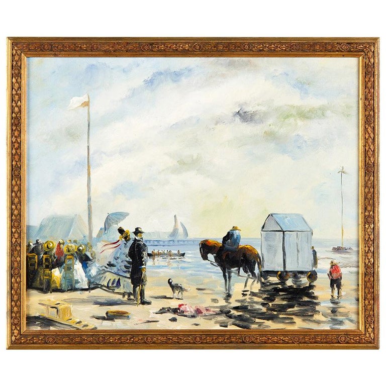 Early 1900s French Seaside Painting For Sale at 1stdibs
