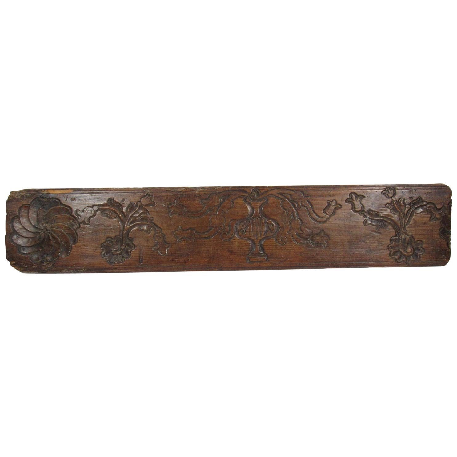 Antique Spanish Carved Wood Architectural Element For Sale