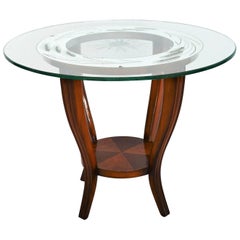 Italian Art Deco Side Table with Mirrored Glass Top, 1930s
