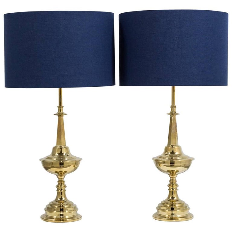 Pair Of Polished Brass Stiffel Designed Table Lamps Usa 1950s For Pair Of Polished Brass Stiffel Designed Table Lamps Usa 1950s For