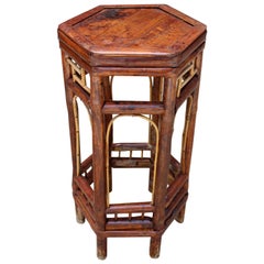 19th Century Chinese Octagonal Bamboo Auxiliary Table