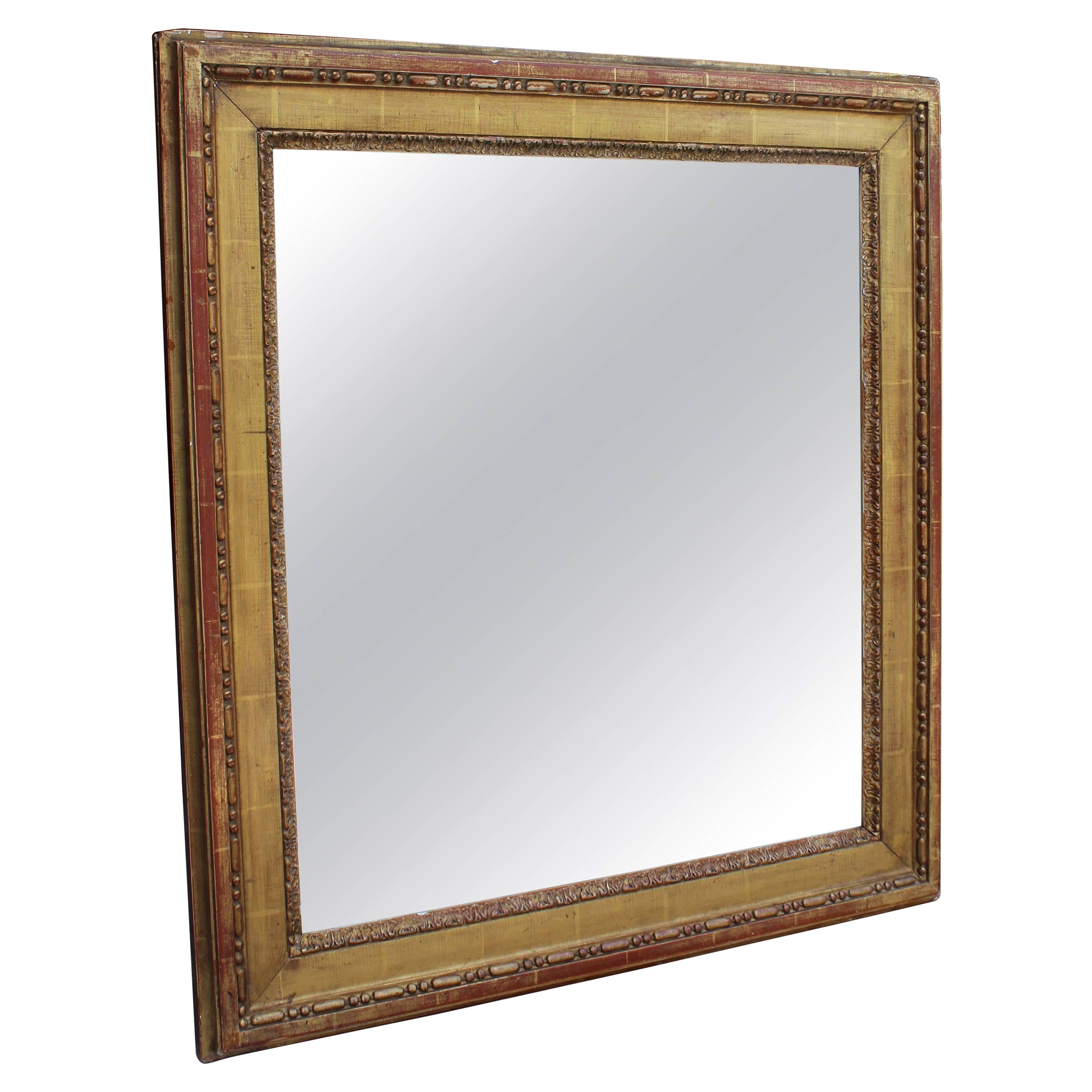 19th Century French Neoclassical Wooden Gilded Mirror For Sale