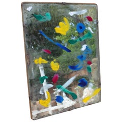 1970s Abstract Decorated Bevelled Mirror