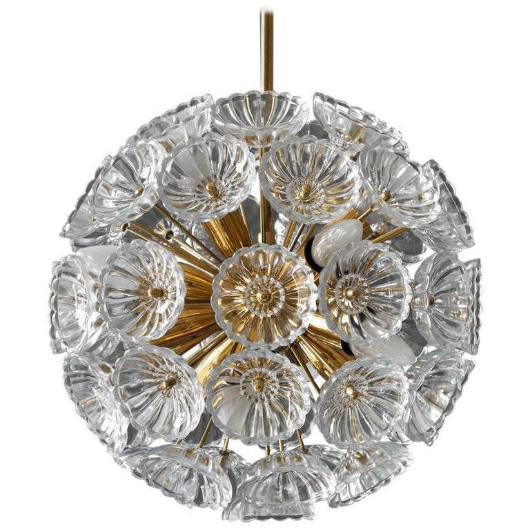 Italian 1960s Pop Art Space Age Chrome Ceiling Lamp With Six Glass 1960s Pop Art Space Age Sputnik Brass Glass Flower Dandelion Ceiling Lamp
