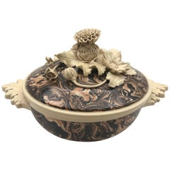 19th Century Apt ware Ceramic Covered Dish from France, signed F-Bernard