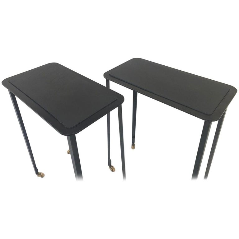 Pair Of Slate Top Steel Side Tables On Casters At 1stdibs Pair Of Slate Top Steel Side Tables On Casters For