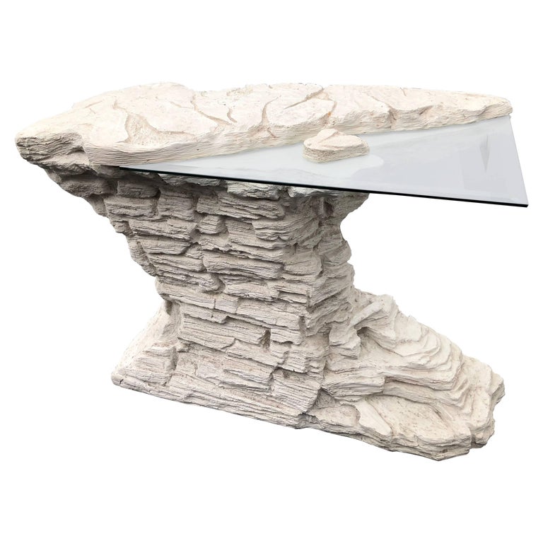 Vintage Faux Rock Stone Console Table For At 1stdibs Vintage Faux Rock Stone Console Table For