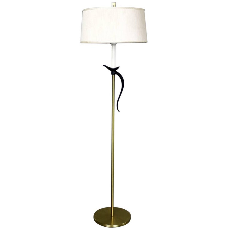 Midcentury Hollywood Regency Floor Lamp Brass With Black Accent And Midcentury Hollywood Regency Floor Lamp Brass With Black Accent And Drum Shade For
