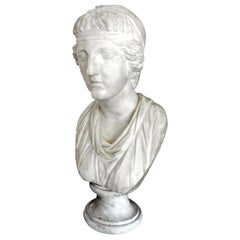 17th Century Italian Carrara Marble Bust of a Classical Roman