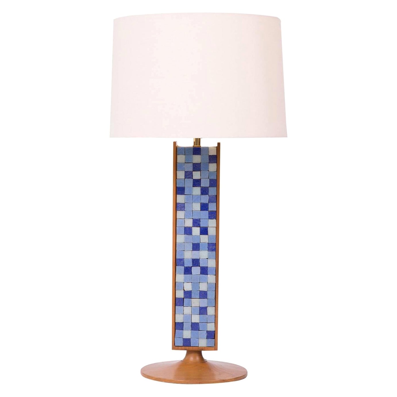 Mosaic Tile 1950s Lamp with Solid Walnut Base For Sale