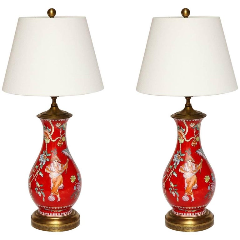 Oriental Porcelain Lamps For At 1stdibs Pair Of Oriental Style Porcelain Table Lamps